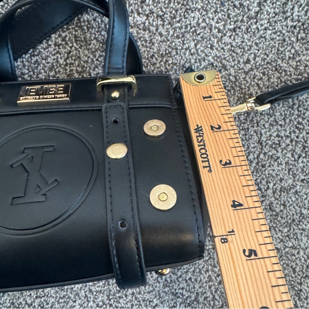 IEMBE by Travis Derry Black Mini Satchel Crossbody Bag Gold Hardware - Picture 10 of 12